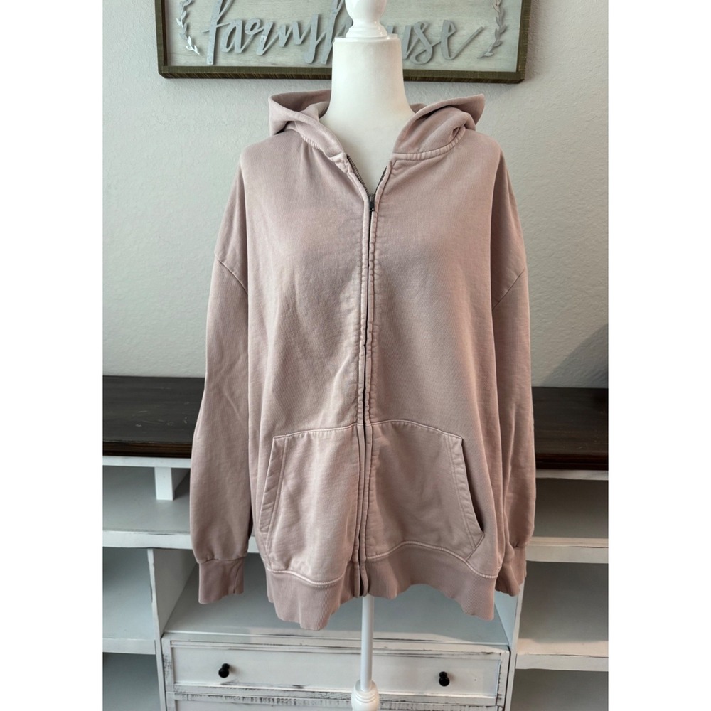 SKIMS Boyfriend Fleece Boxy Full Zip Up Hoodie Oversized Fawn Size XL